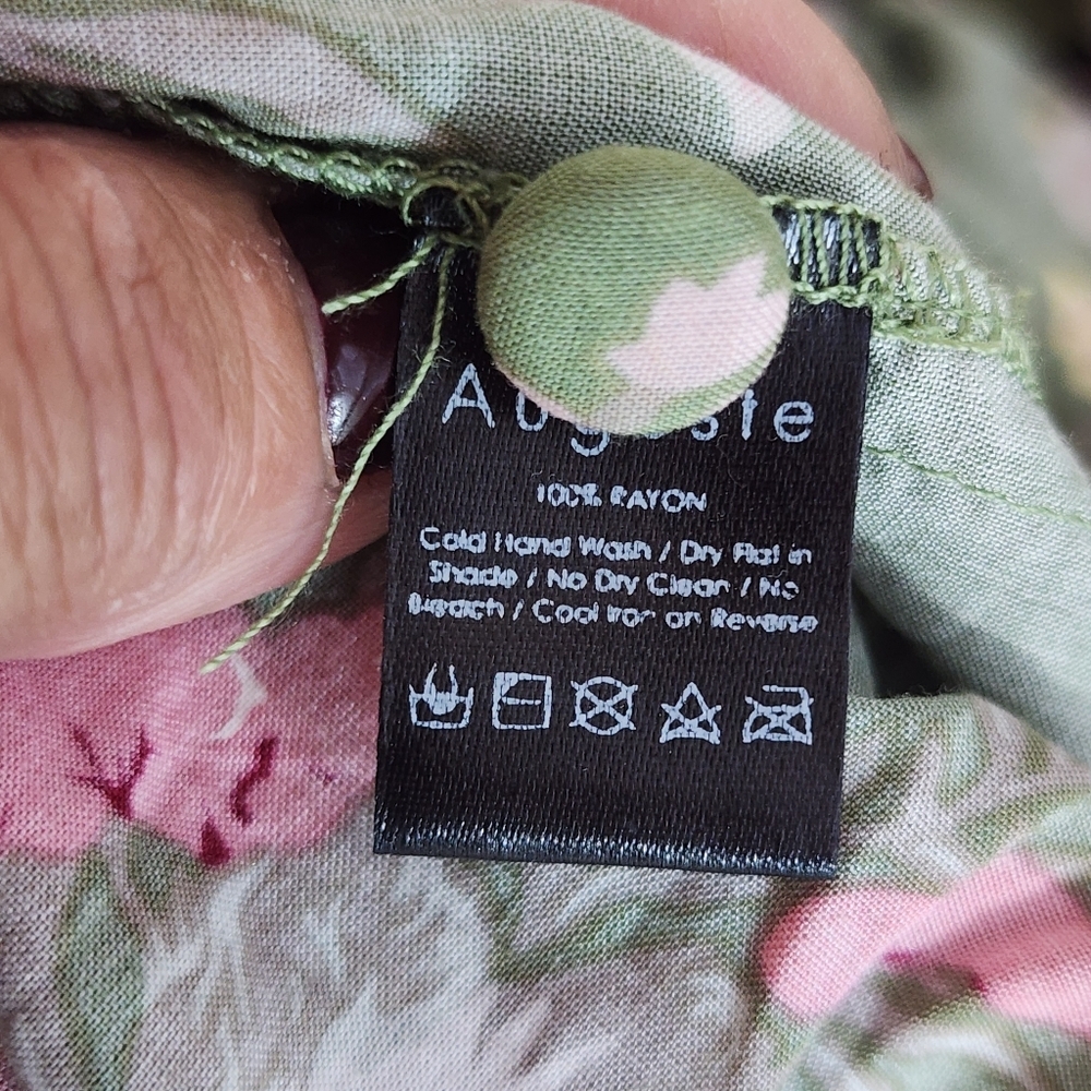 AUGUSTE THE LABEL OLIVE FLORAL MIDI DRESS, SLEEVELESS, BACK BOTTON OPEN SIZE 2 - Picture 12 of 12